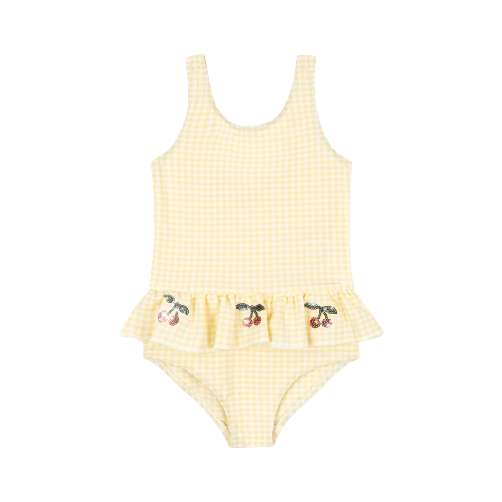 콩제슬래드 에타 스윔수트 체리(Konges Sløjd Etta Swimsuit Banana Almond Check)