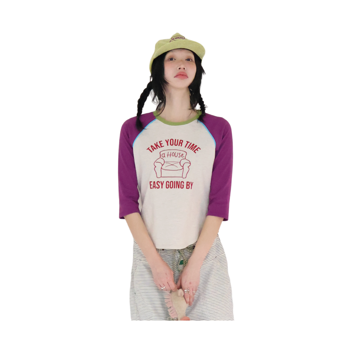키코지 소파 레글런 티셔츠 퍼플(kikozy Sofa Raglan T-shirt Purple) - 2