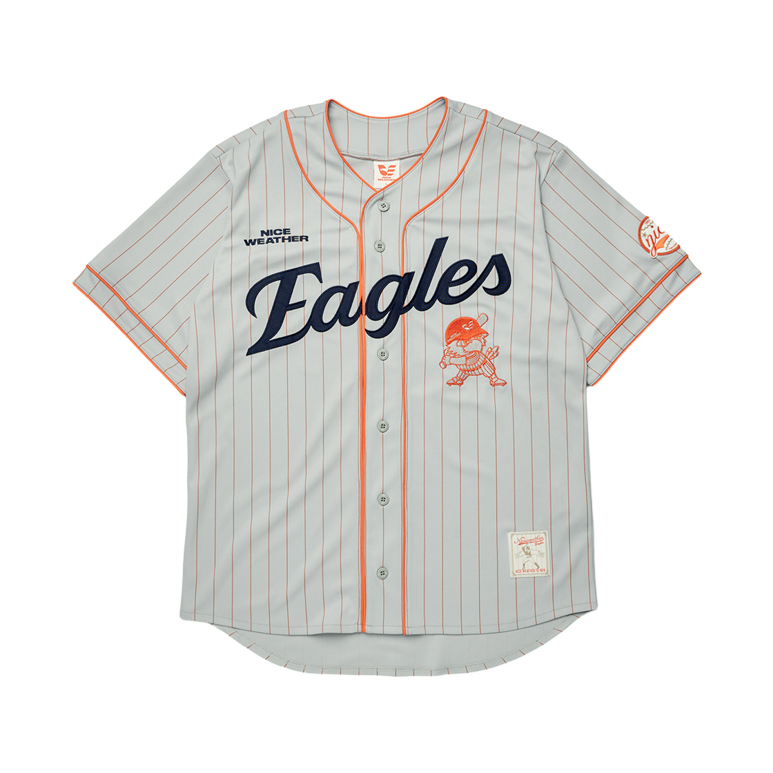 한화 이글스 x 나이스웨더 핀스트라이프 베이스볼 져지 그레이(Hanwha Eagles x Nice Weather Pinstripe Baseball Jersey Grey)