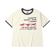 AMOU Runing Horse Ringer T-Shirts Ivory