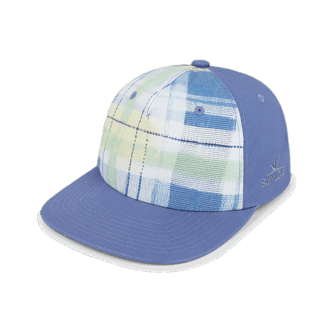 [트리플적립] 썬러브 플레이드 트러커 캡 블루([트리플적립] SUNLOVE Plaid Trucker Cap Blue)