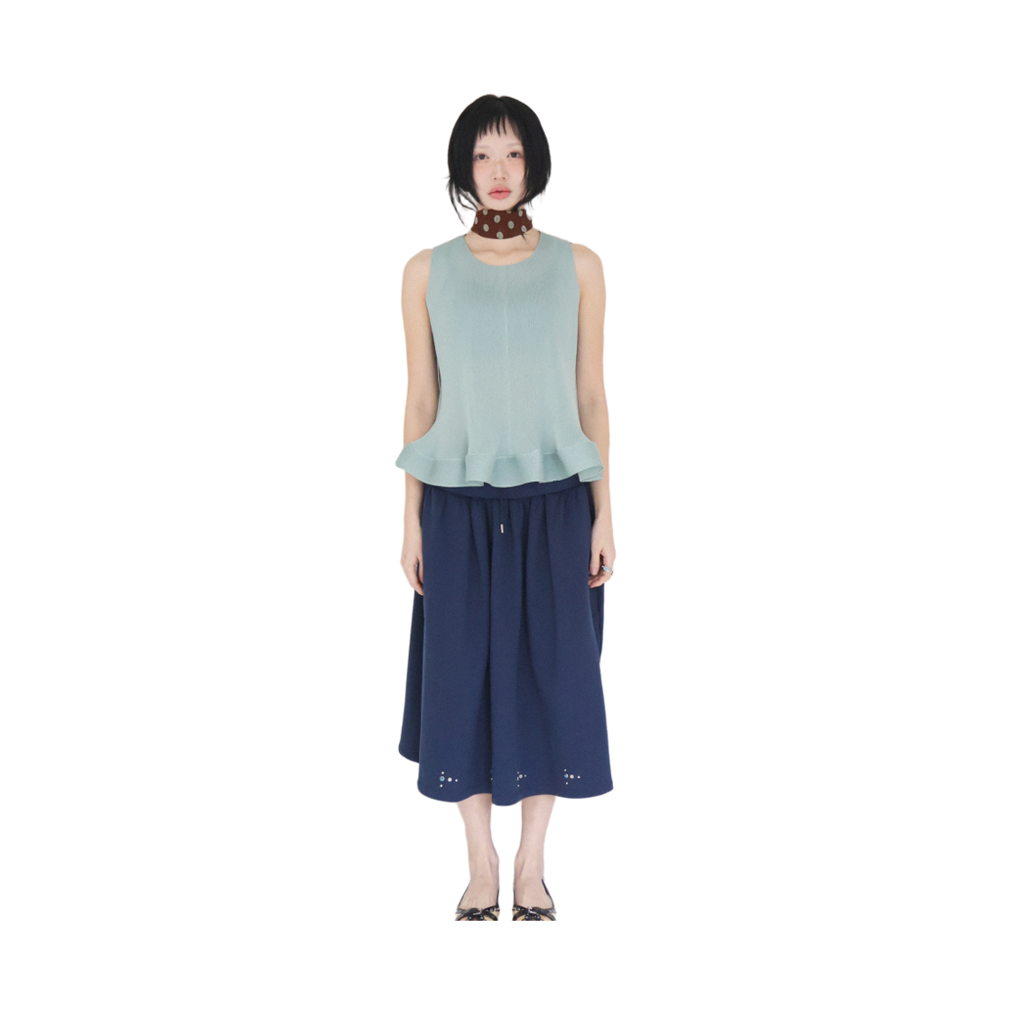키코지 스터드 플리츠 스커트 네이비(kikozy Stud Pleated Skirt Navy) - 2