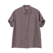 Millo Archive Narrow Wrinkle Check Roll-Up Half Shirt Vintage Pink