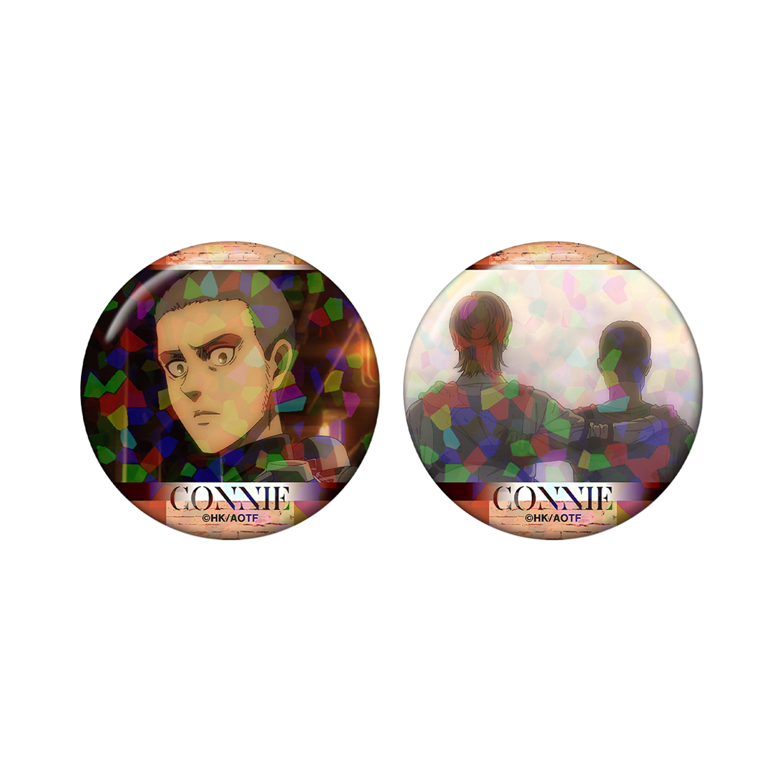 애니모어 진격의 거인 코니 장면 홀로그램 캔뱃지 2개 세트(Animore Attack on Titan Connie Scene Hologram Can Badge 2 Set)
