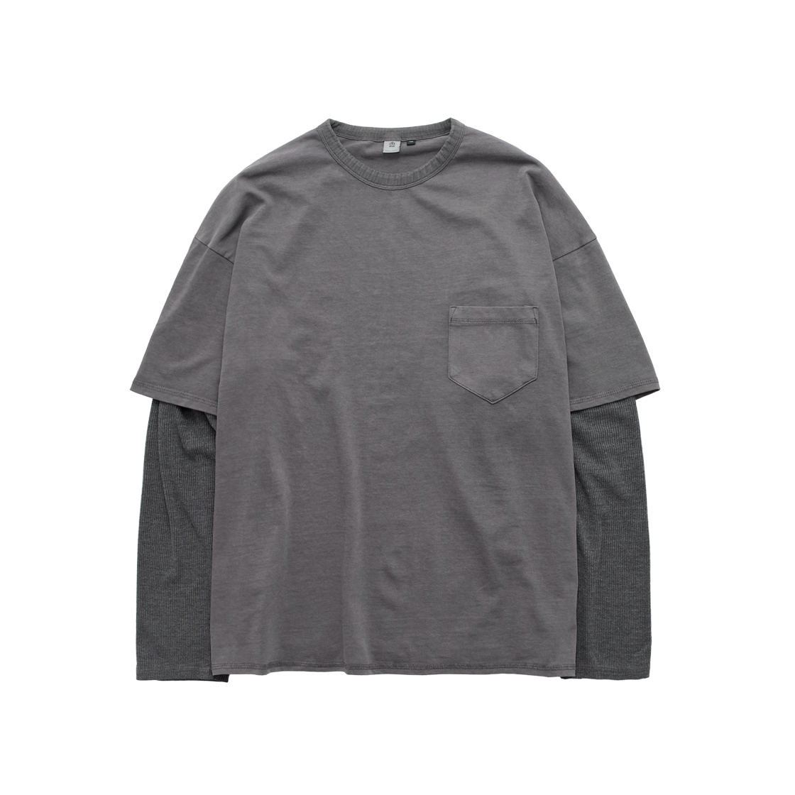 폴리테루 레이어드 롱 슬리브 (커버 스티치) 더스티 핑크(Polyteru Layered Long Sleeves (Cover Stitched) Dusty Pink)