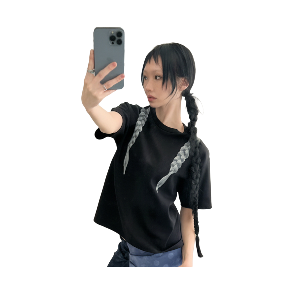 키코지 블론드 헤어 프린팅 티셔츠 블랙(kikozy Blonde Hair Printing T-shirt Black) - 2