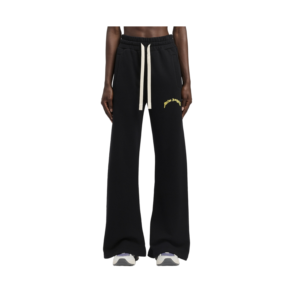 팜엔젤스 미니 커브드 로고 스웻팬츠 - 블랙 옐로우(Palm Angels Mini Curved Logo Sweatpants - Black Yellow) - 2