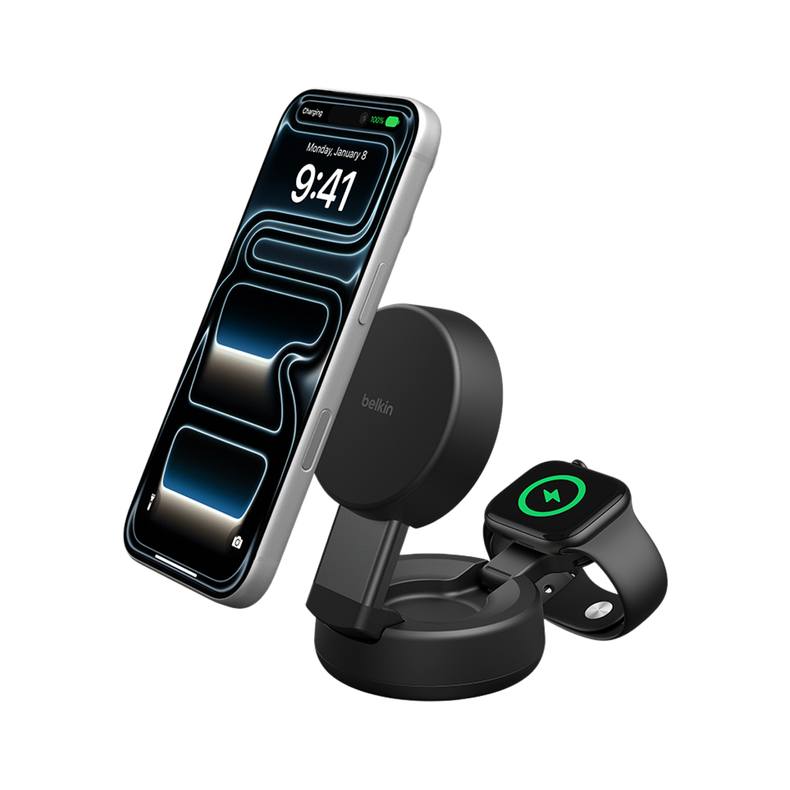 벨킨 Qi2 25W 2in1 컨버터블 마그네틱 무선 충전 스탠드 WIZ043 블랙(Belkin 2-in-1 Qi2 25W Convertible Magnetic Wireless Charging Stand WIZ043 Black) - 1