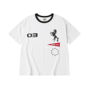 AMOU Sporty Horse Half T-Shirts White