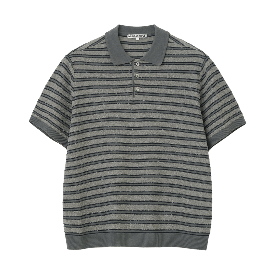 밀로 아카이브 파르넨 하프 카라 니트 차콜 그레이