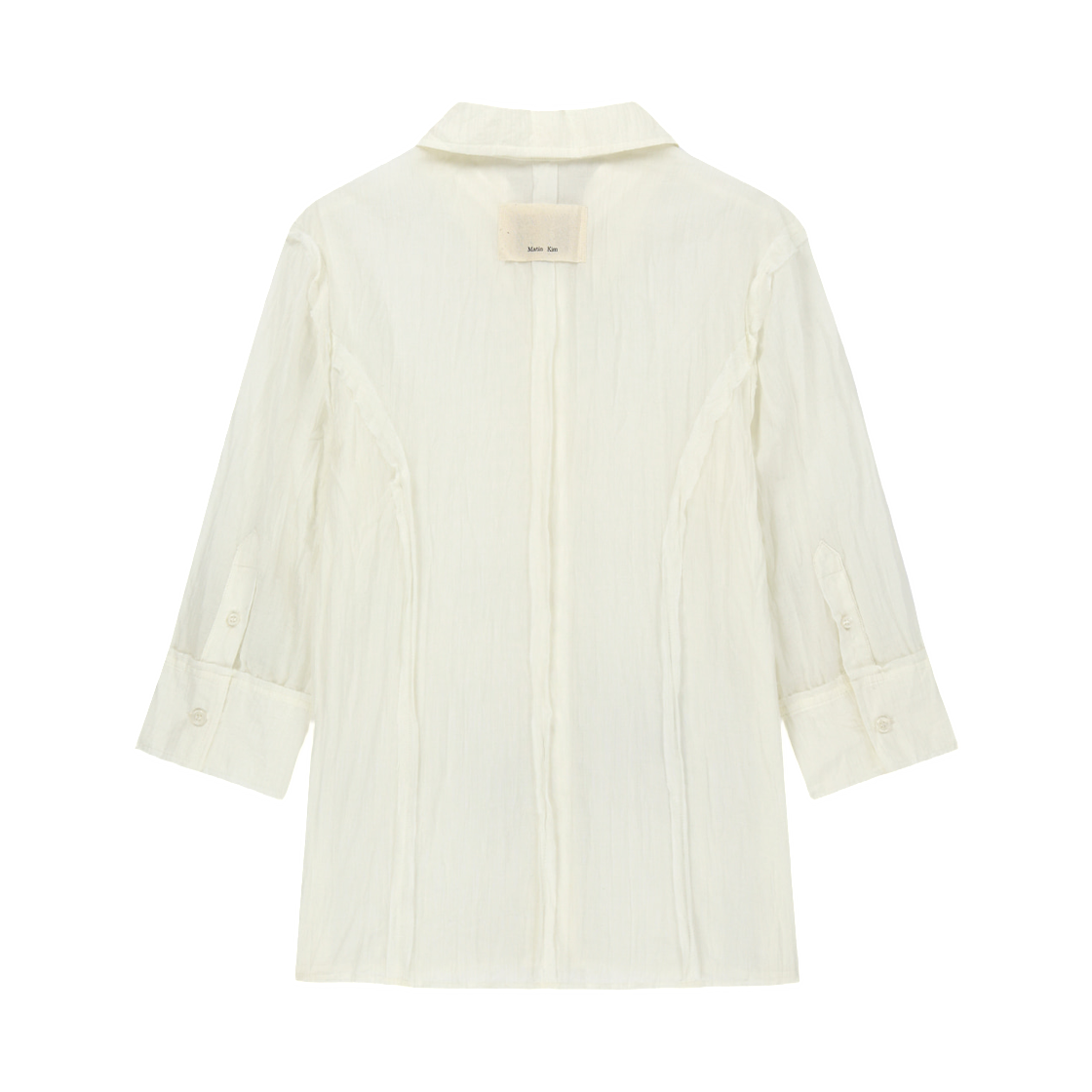 (W) 마뗑킴 로우 엣지 크링클 블라우스 크림((W) Matin Kim Raw Edge Crinkle Blouse In Cream) - 2
