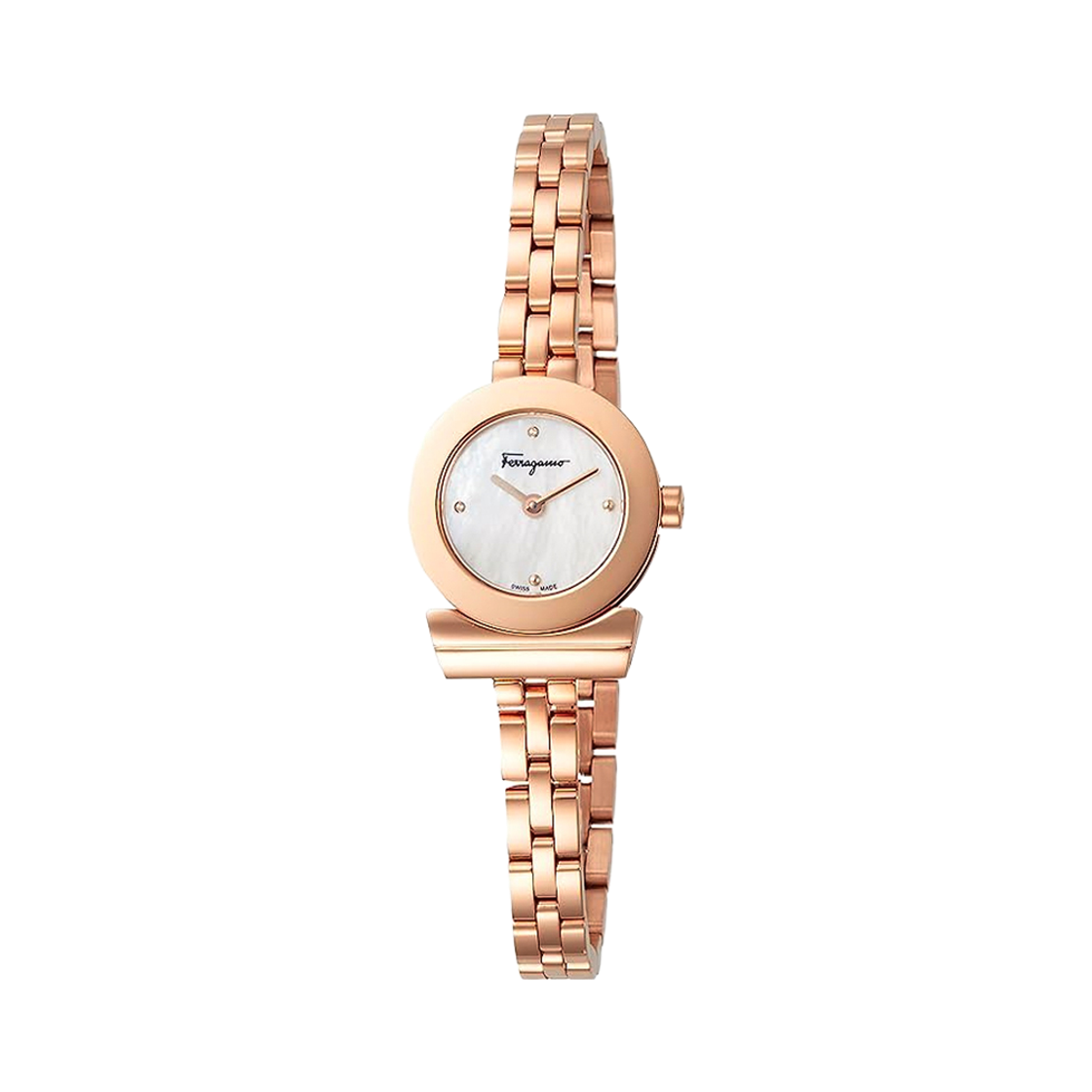 FBF080017 [25% 쿠폰] (W) Ferragamo Gancini Quartz 22.5mm Stainless Steel White Rose Gold