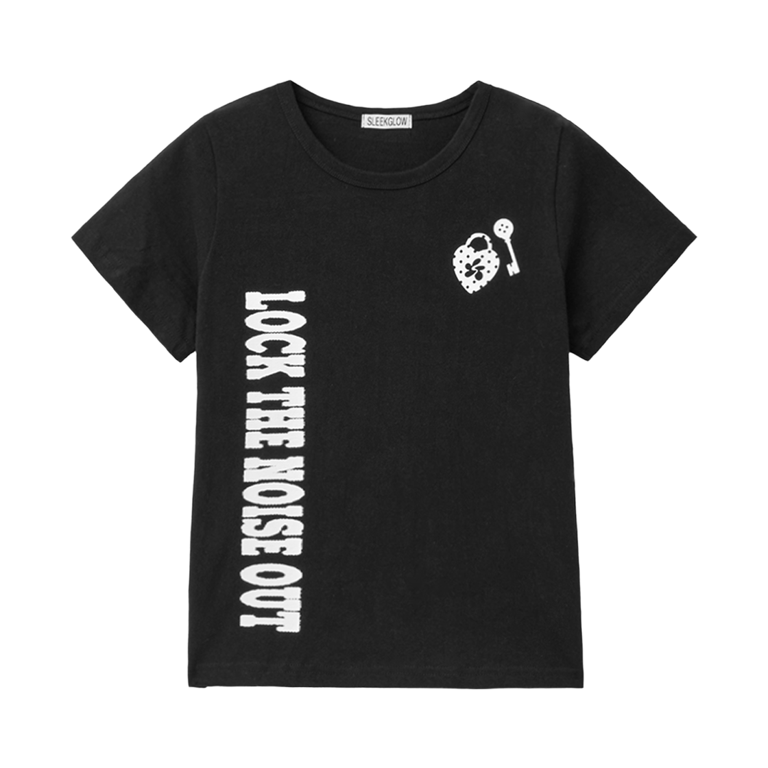 슬릭글로우 언락 세미 크롭 티셔츠 블랙(SLEEKGLOW Unlock Semi Crop T-Shirt Black)