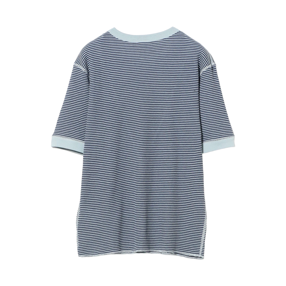 (W) 빔즈 보이 x 헬스니트 와플 스트라이프 티셔츠 삭스 네이비((W) Beams Boy x Healthknit Waffle Striped T-Shirt Sax Navy) - 2