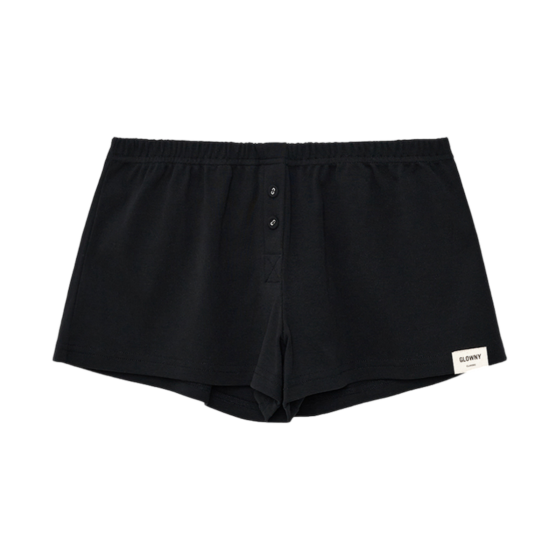 (W) 글로니 버튼 플라이 미니 쇼츠 블랙((W) Glowny Button Fly Mini Shorts Black)