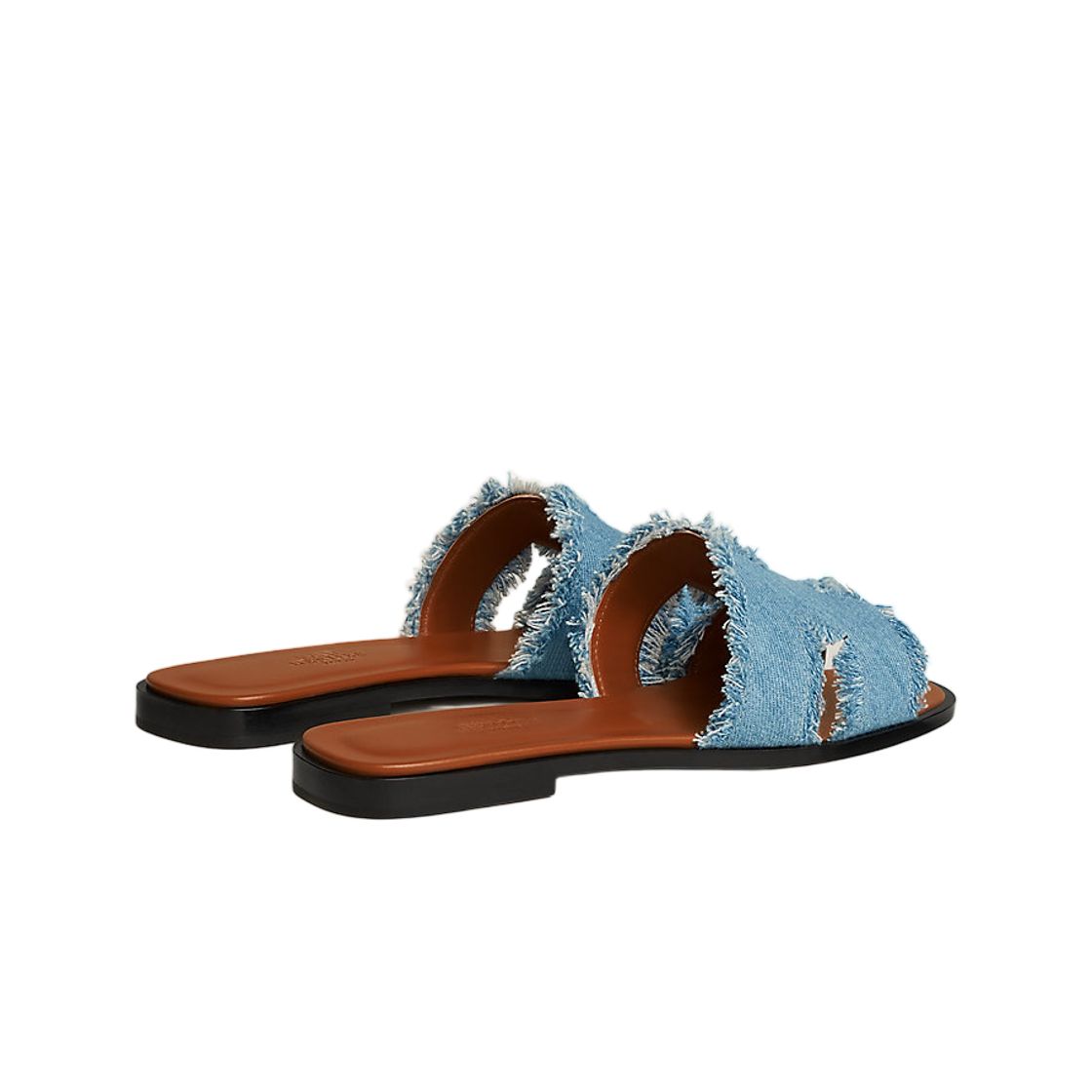 (W) 에르메스 오란 샌들 맥시 프린지 데님 & 블루 클레어((W) Hermes Oran Sandal Maxi Fringed Denim & Bleu Clair) - 2