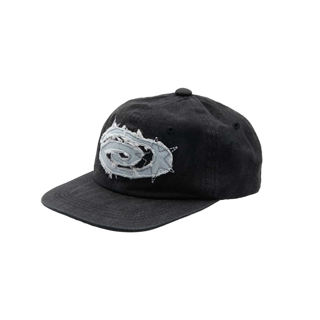 리오므 데님 아플리케 워시드 볼캡 블랙(Riomeu Denim Applique Washed Ball Cap Black)