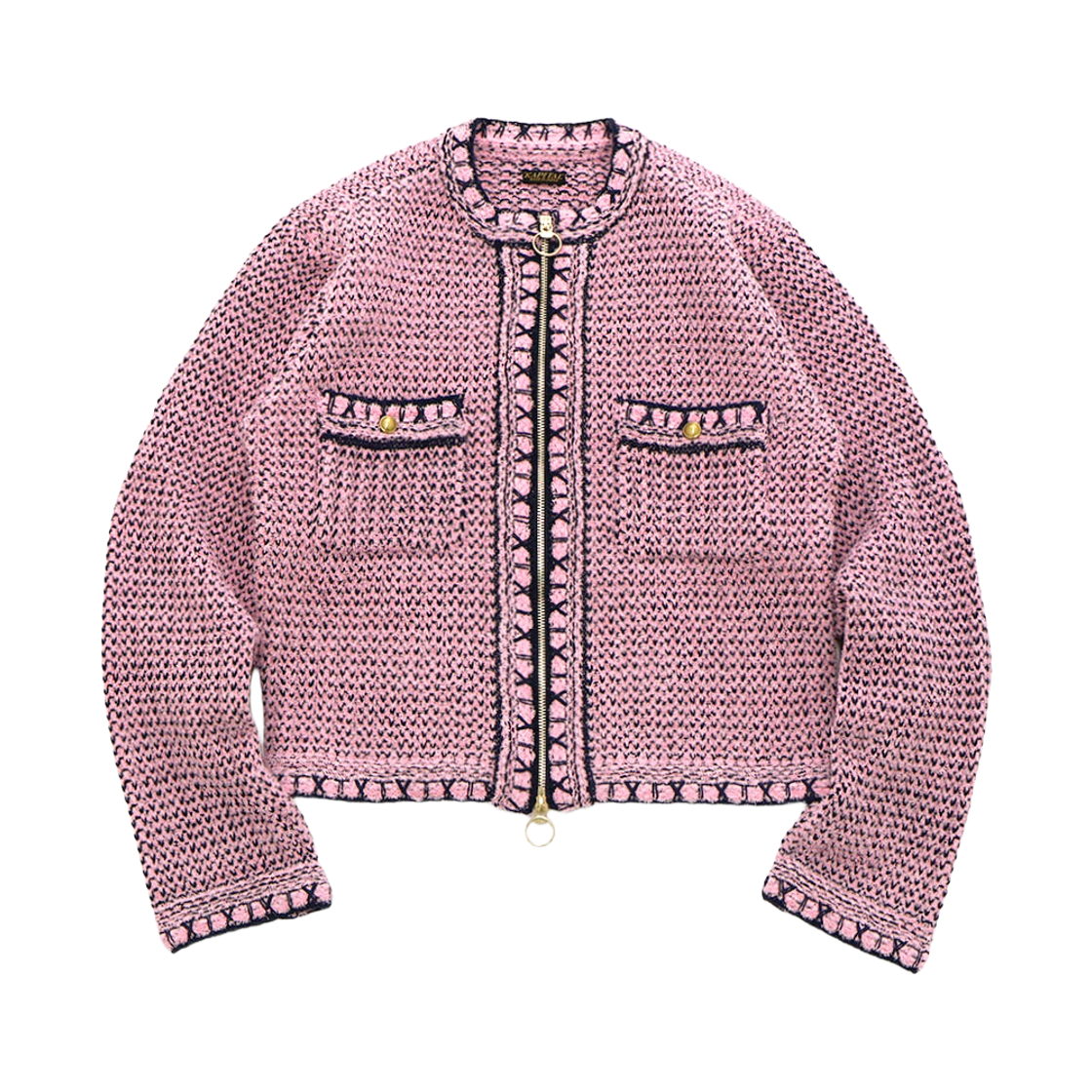 K2603KN054 Kapital 5G Knit Zip Cabaret Cardigan Pink
