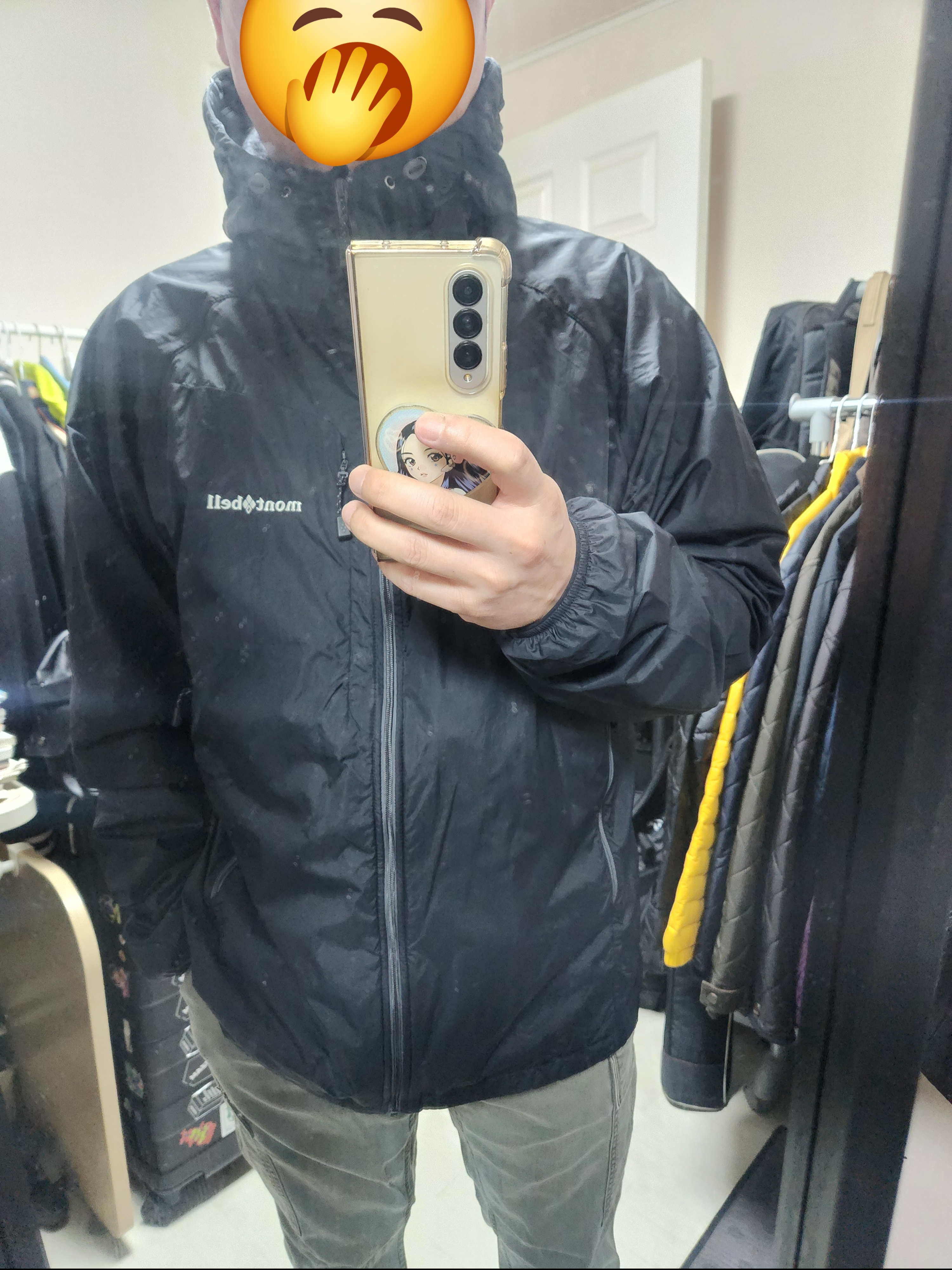 Montbell Light Shell Wind Jacket Black, Nike Dunk Low Retro Black 착용 스타일 - 1