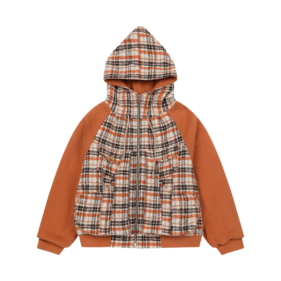 프라블럼올웨이즈 메모리 언밸런스 체크 후드집업 점퍼 브릭(Problemallways Memory Unbalance Check Hood Zip-Up Jumper Brick)