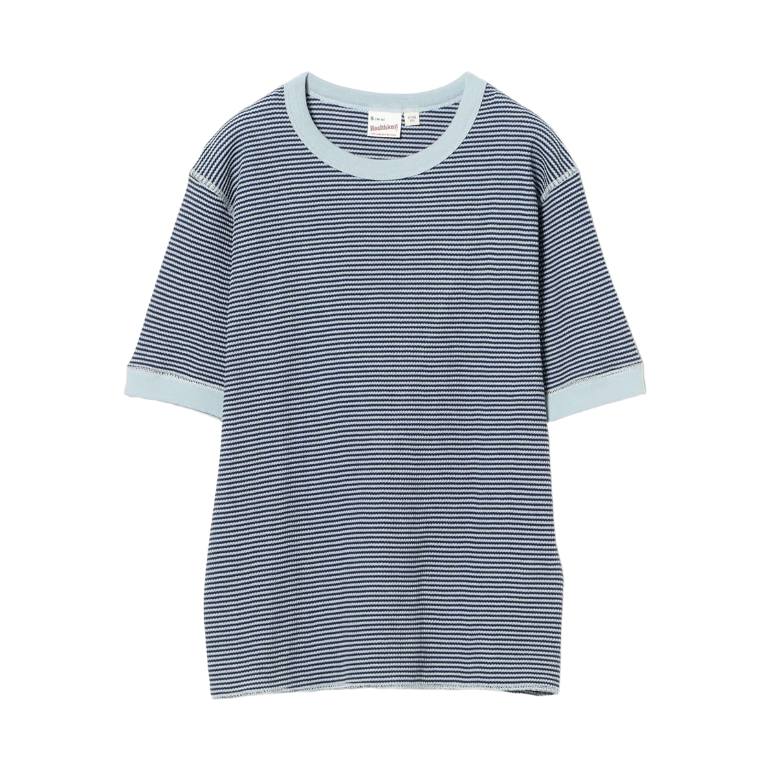 13-04-0542-875 (W) Beams Boy x Healthknit Waffle Striped T-Shirt Sax Navy