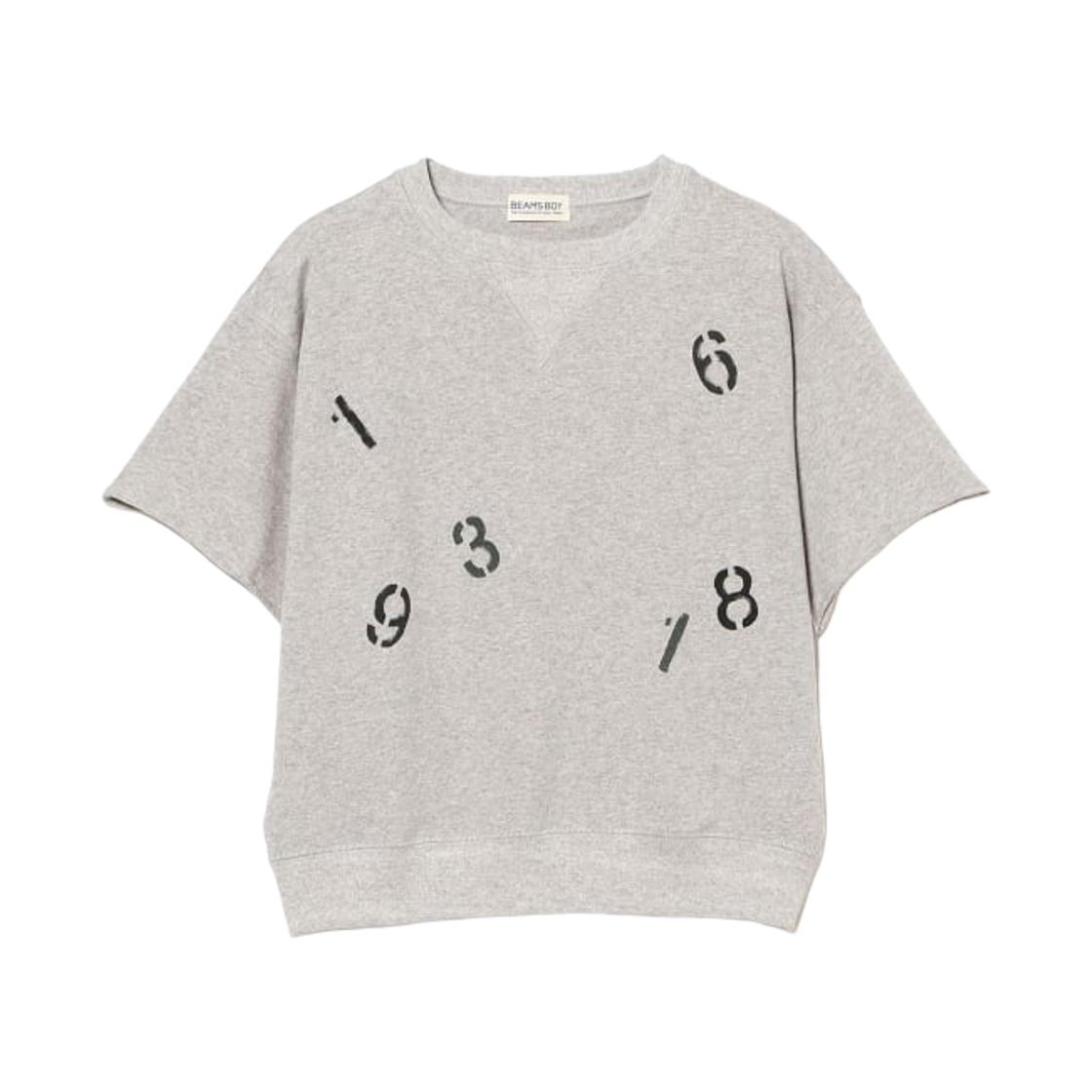 (W) 빔즈 보이 랜덤 넘버링 숏슬리브 티셔츠 탑 그레이((W) Beams Boy Random Numbering Short Sleeve T-Shirt Top Grey) - 1