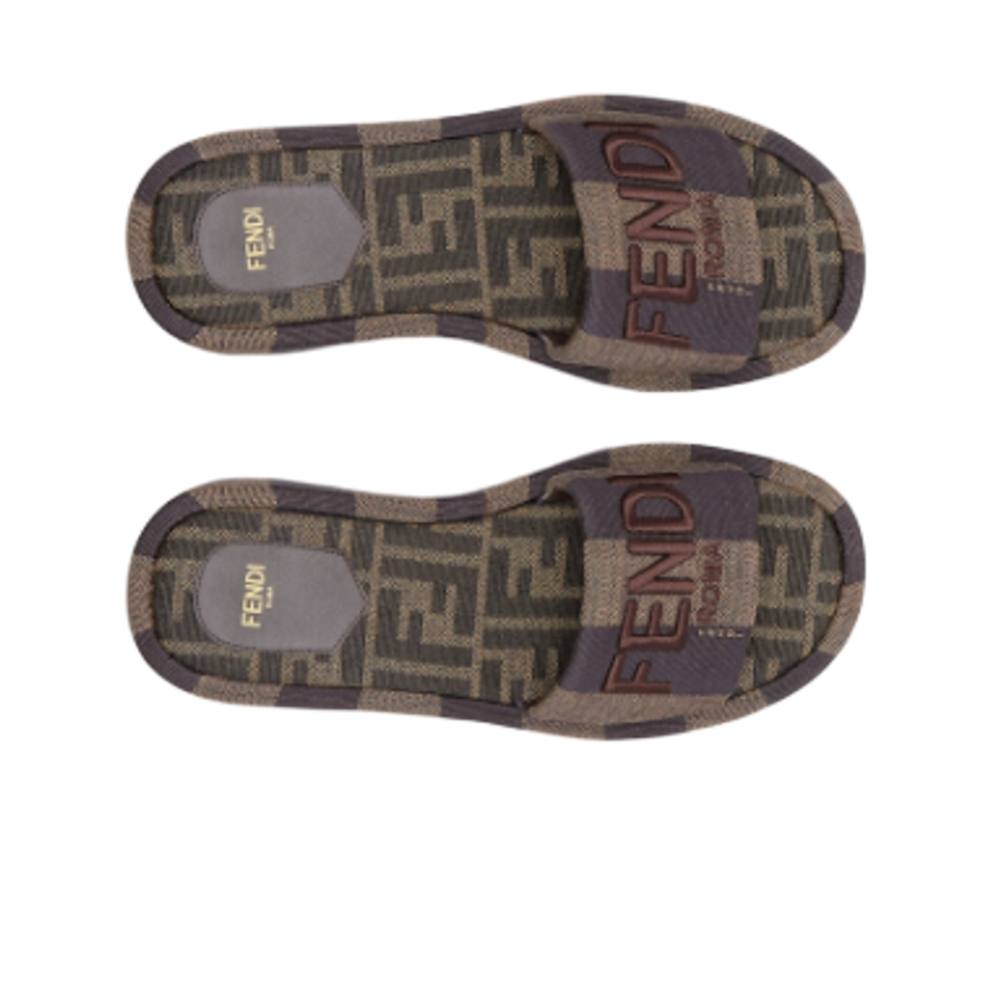 (W) 펜디 선샤인 패브릭 플랫폼 슬라이드 브라운((W) Fendi Sunshine Fabric Flatform Slides Brown) - 2