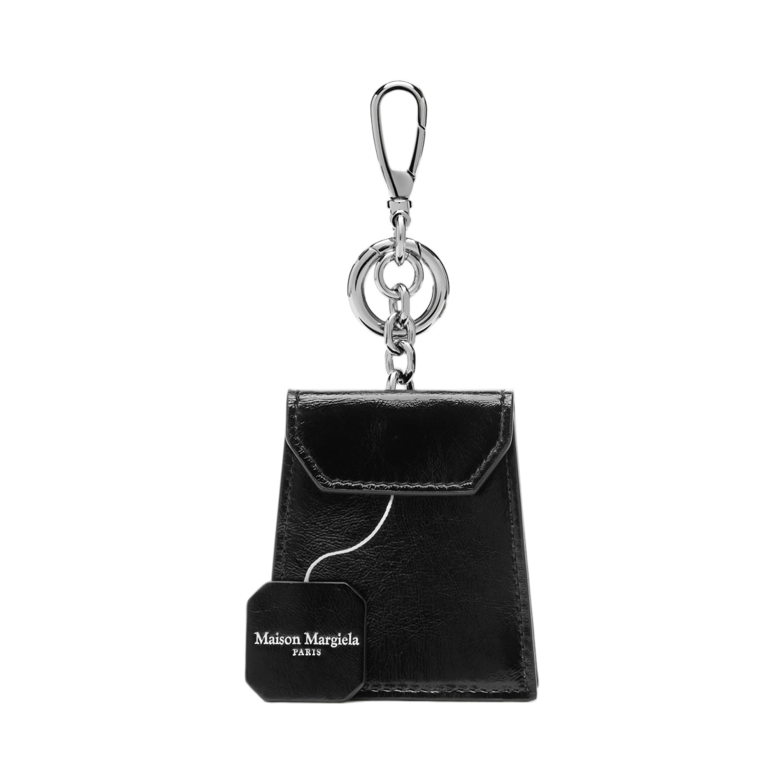 SA1VL0051P8831T8013 Maison Margiela Leather Tea Bag Charm Black