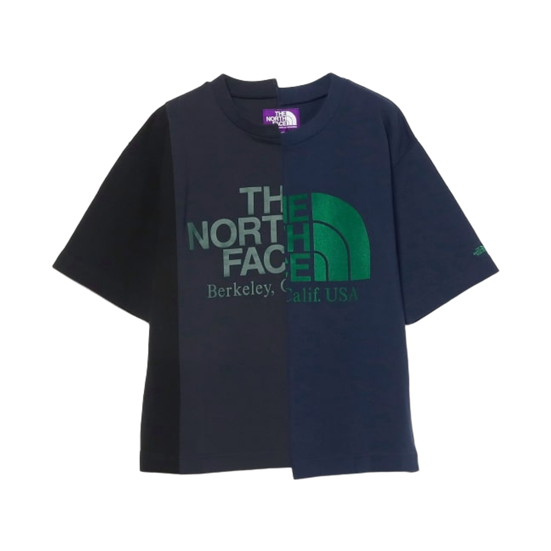 (W) 노스페이스 퍼플라벨 x 빔즈 보이 어시메트릭 로고 티셔츠 네이비((W) The North Face Purple Label x Beams Boy Asymmetric Logo T-Shirt Navy)
