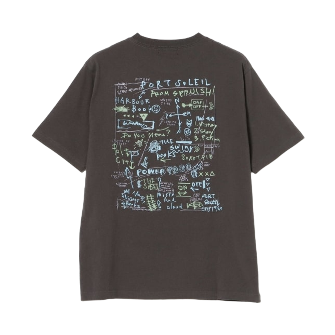 42-08-0098-639 Beams Heart Bookstore Graphic T-Shirt Charcoal Grey