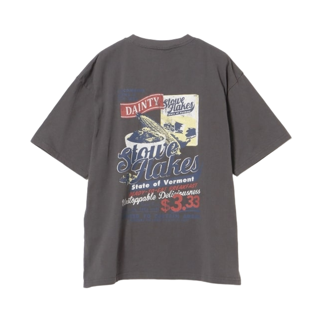 42-08-0076-639 Beams Heart Assorted Food Graphic T-Shirt Charcoal Grey