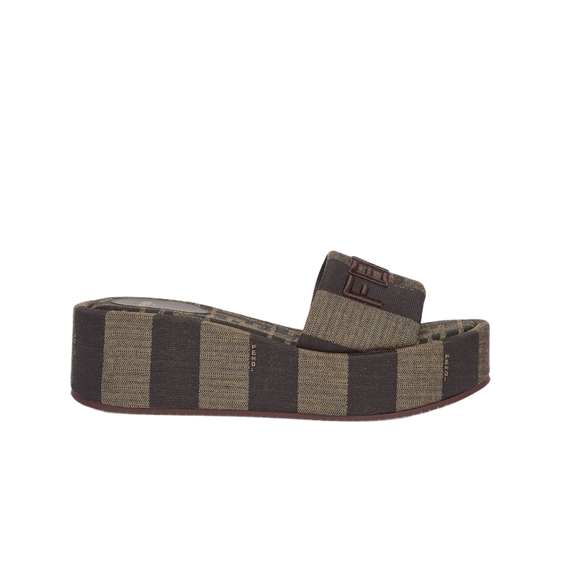 (W) 펜디 선샤인 패브릭 플랫폼 슬라이드 브라운((W) Fendi Sunshine Fabric Flatform Slides Brown)