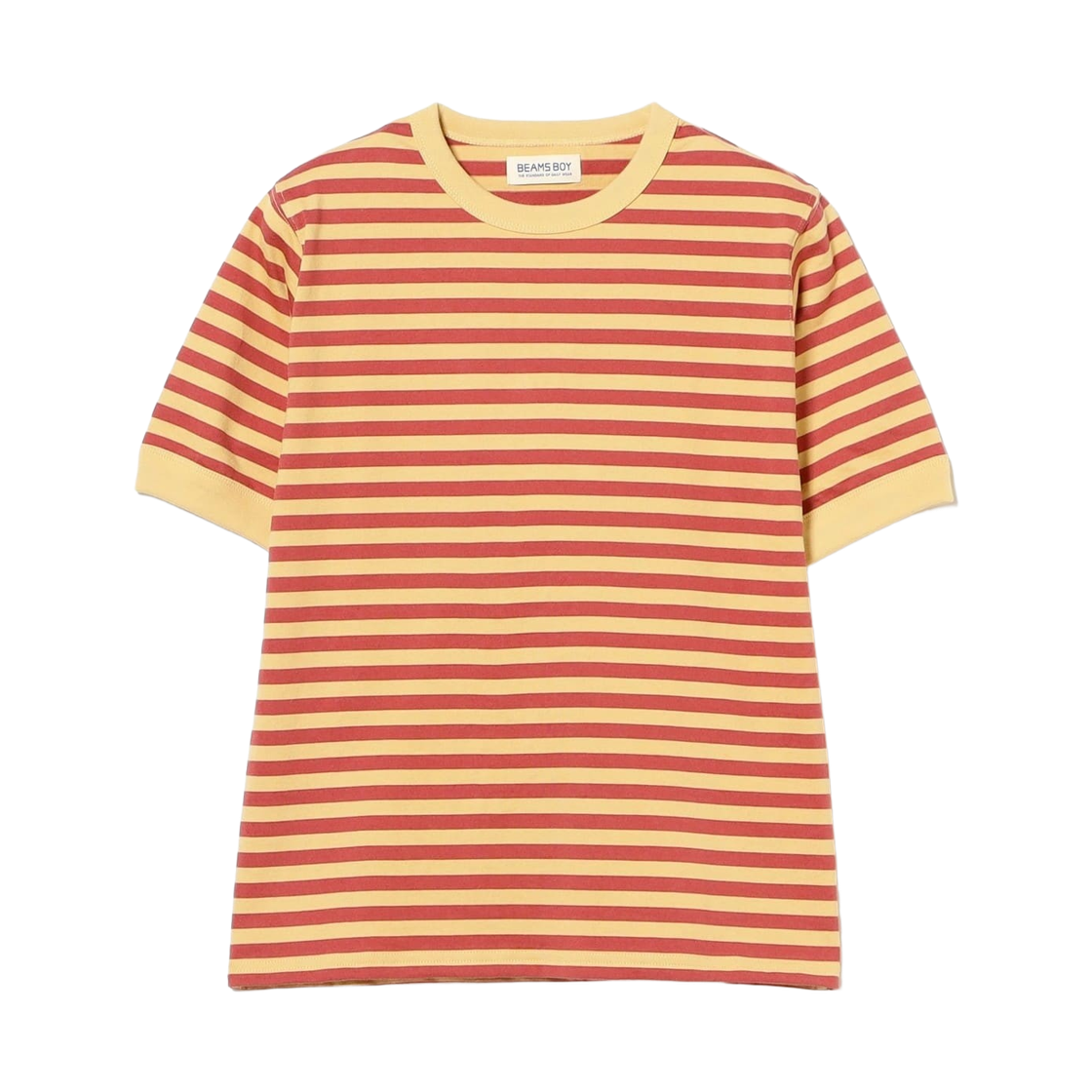 13-04-1066-156 Beams Boy Border Binder Short Sleeve T-Shirt Yellow