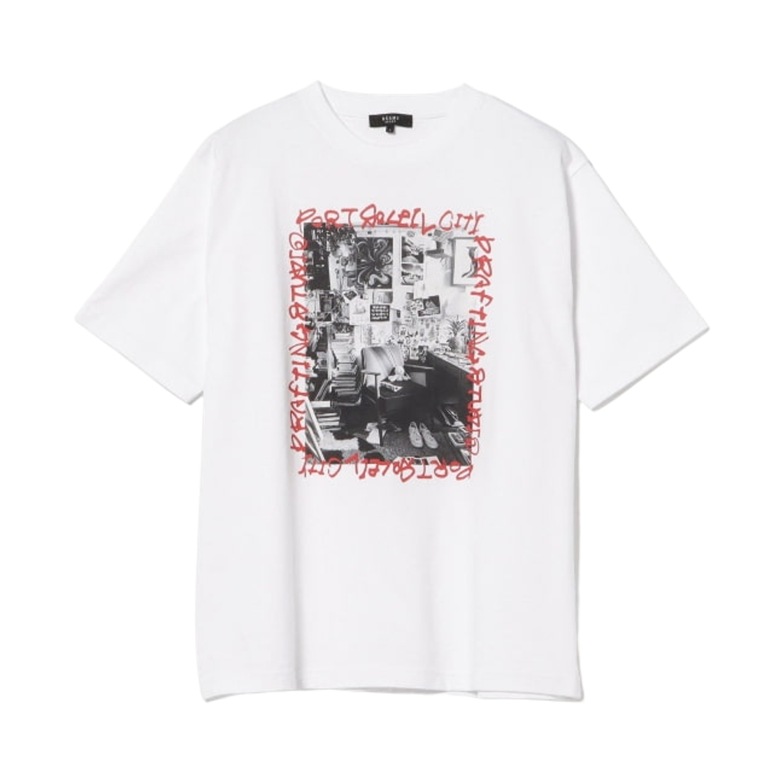 42-08-0097-639 Beams Heart Port Soleil Photographic T-Shirt White