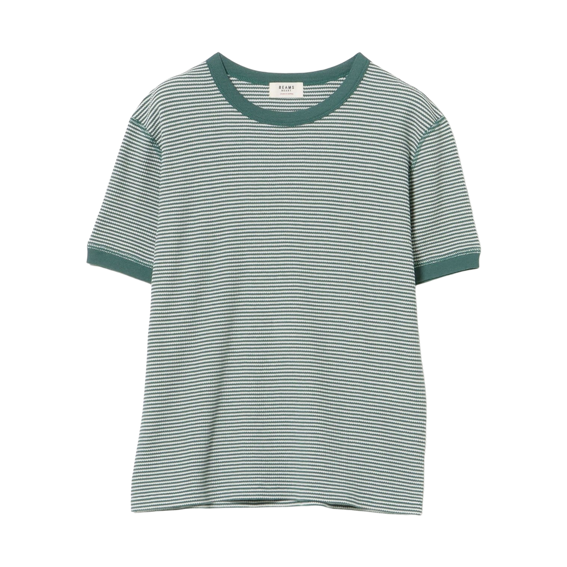 43-04-0302-138 (W) Beams Heart Waffle Border Pullover Dark Green
