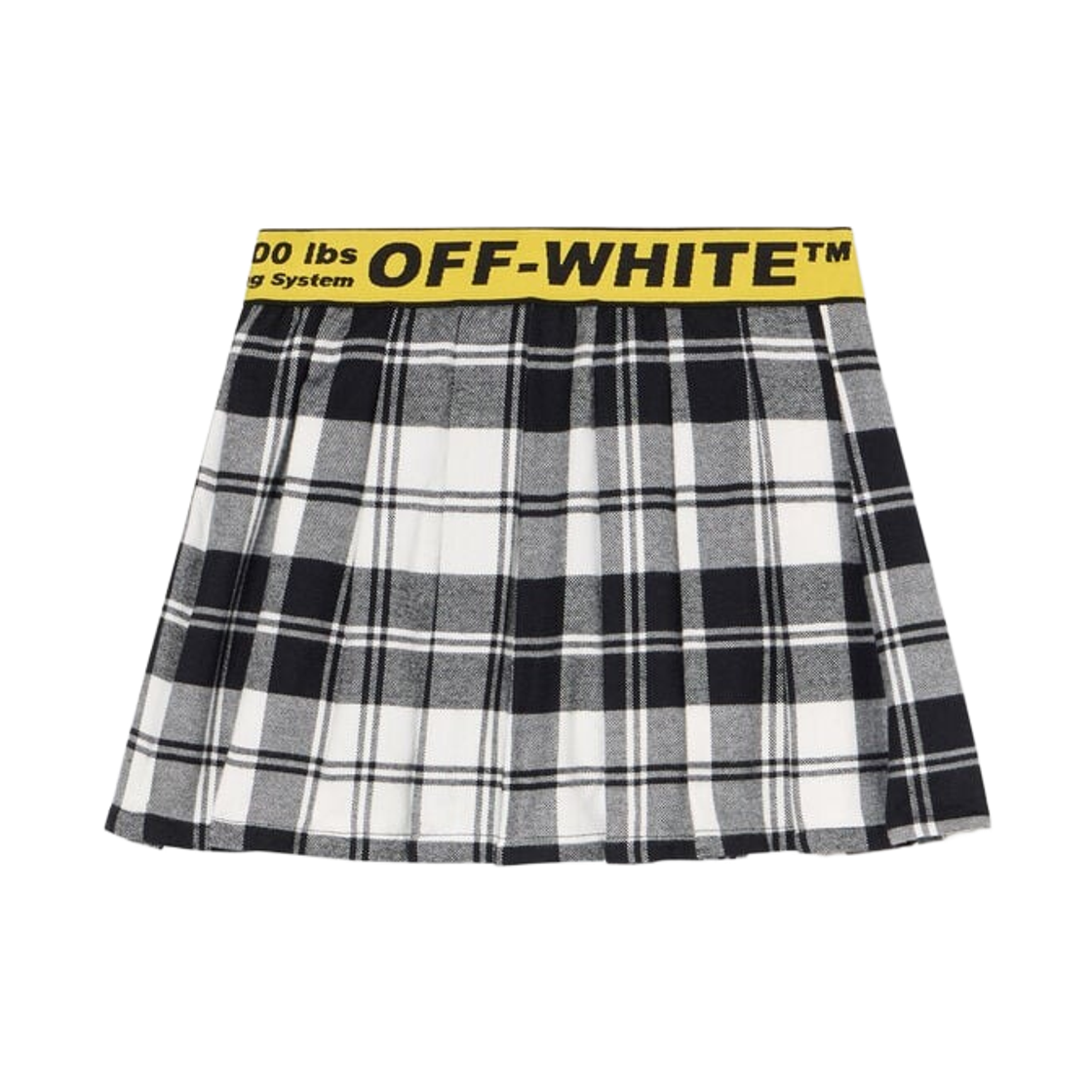 (키즈) 오프화이트 로고 인더스트리얼 플레이드 스커트 블랙 옐로우((Kids) Off-White Logo Industrial Plaid Skirt Black Yellow)