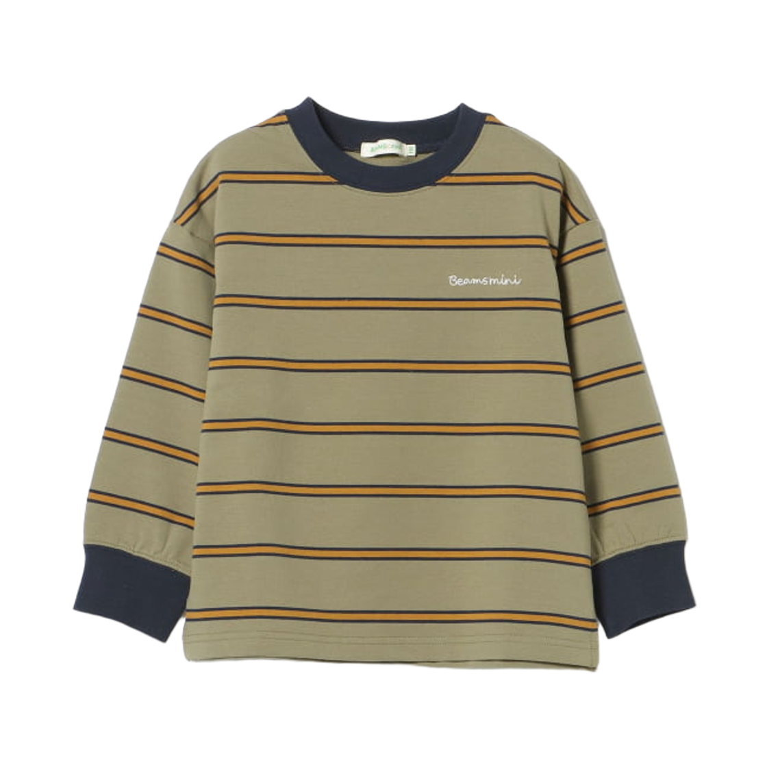 45-14-0045-443 (Kids) Beams Mini Mini French Terry Striped Long Sleeve T-Shirt Olive