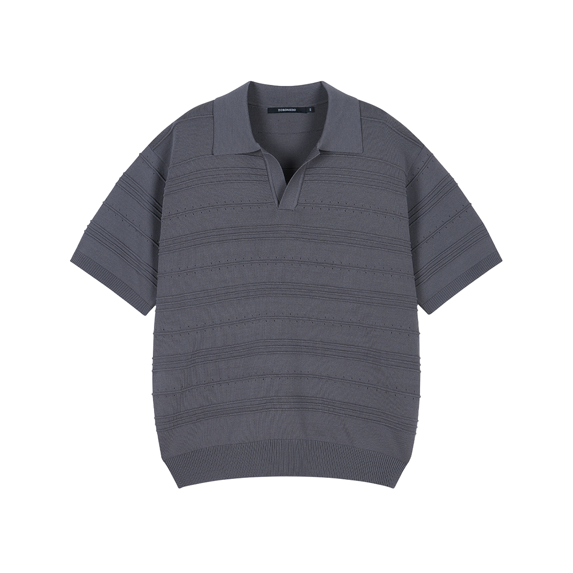 지오송지오 ZSZO 멀티 텍스쳐 오픈카라 니트 챠콜 ZI3KT706CH(ZIOSONGZIO ZSZO Multi Texture Open Collar Knit)
