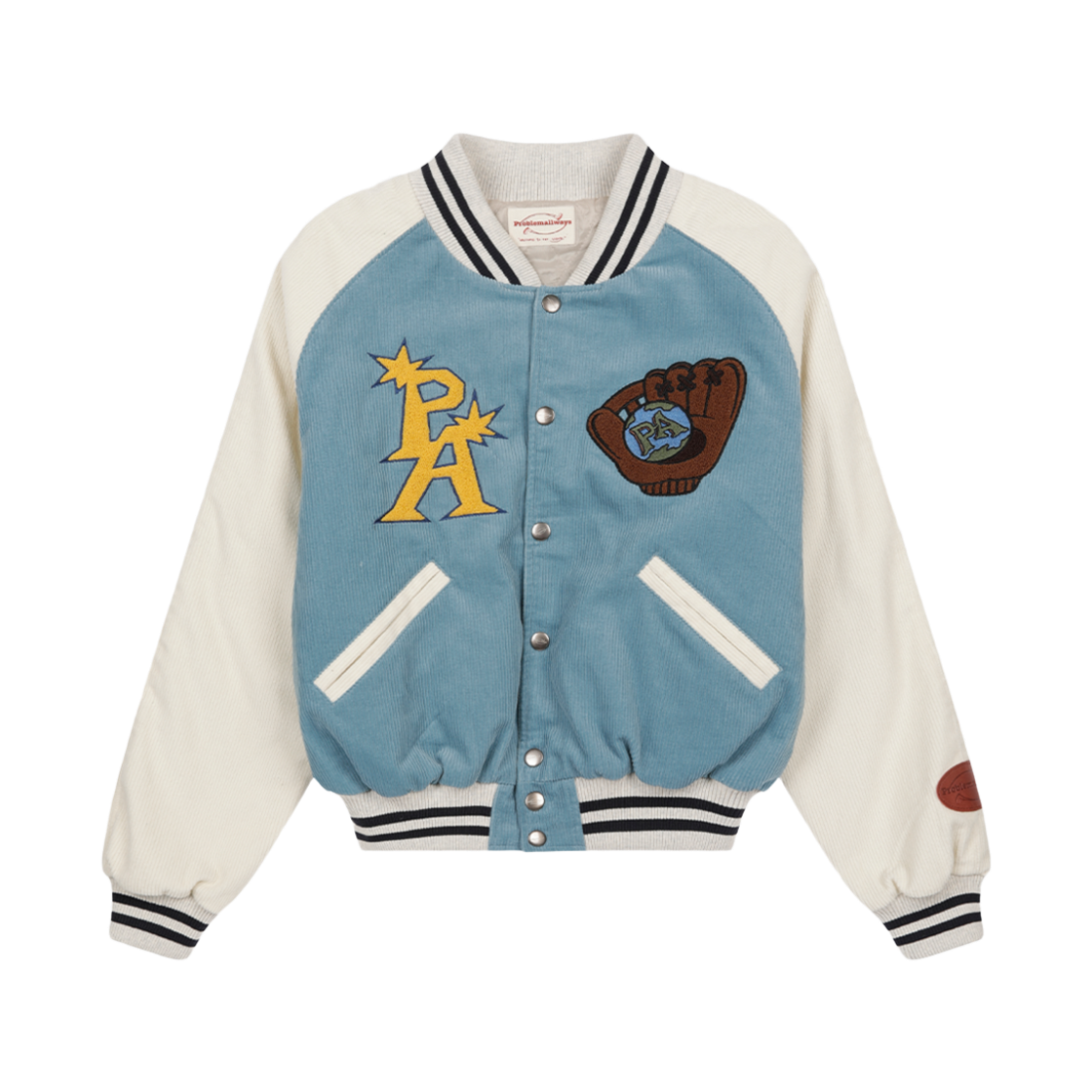 프라블럼올웨이즈 본헤드 볼 스쿼드 바시티 자켓 스카이블루(Problemallways Bonehead Ball Squad Varsity Jacket Skyblue)