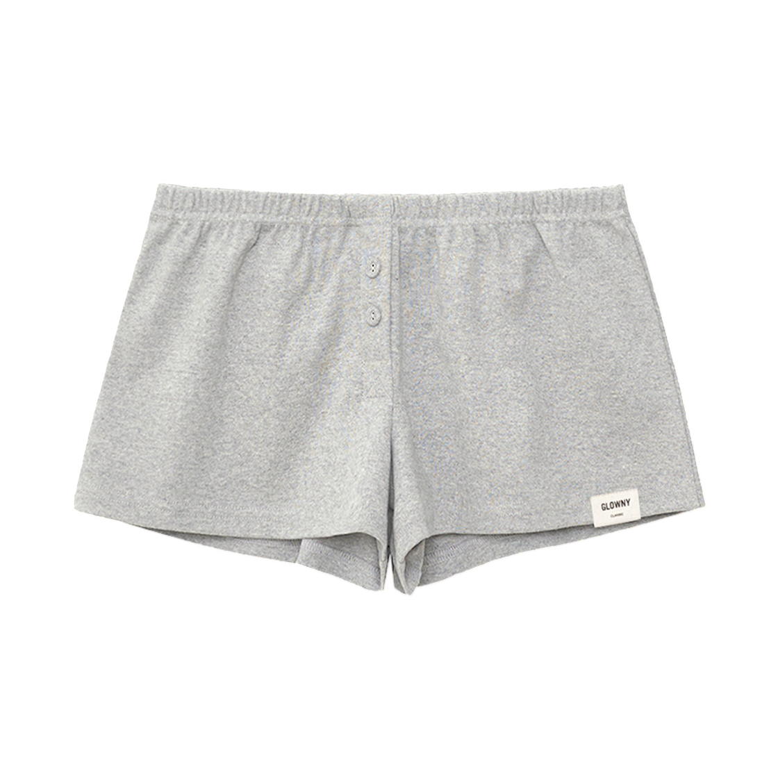 (W) 글로니 버튼 플라이 미니 쇼츠 멜란지 그레이((W) Glowny Button Fly Mini Shorts Melange Gray)