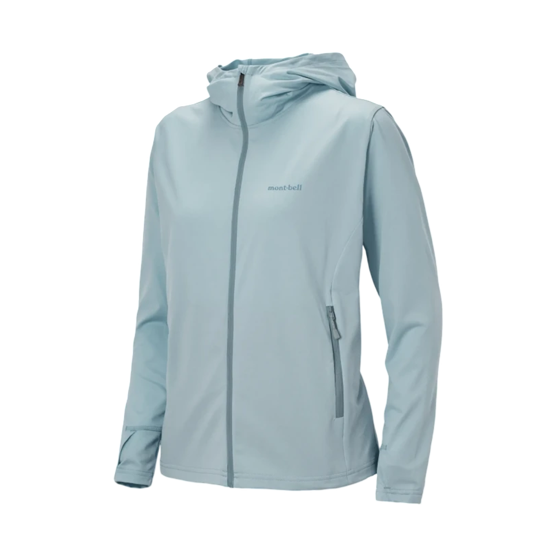 (W) 몽벨 위크론 UV-텍트 풀집 후드 라이트 블루((W) Montbell Wickron UV-Tect Full-Zip Hoodie Light Blue) - 1