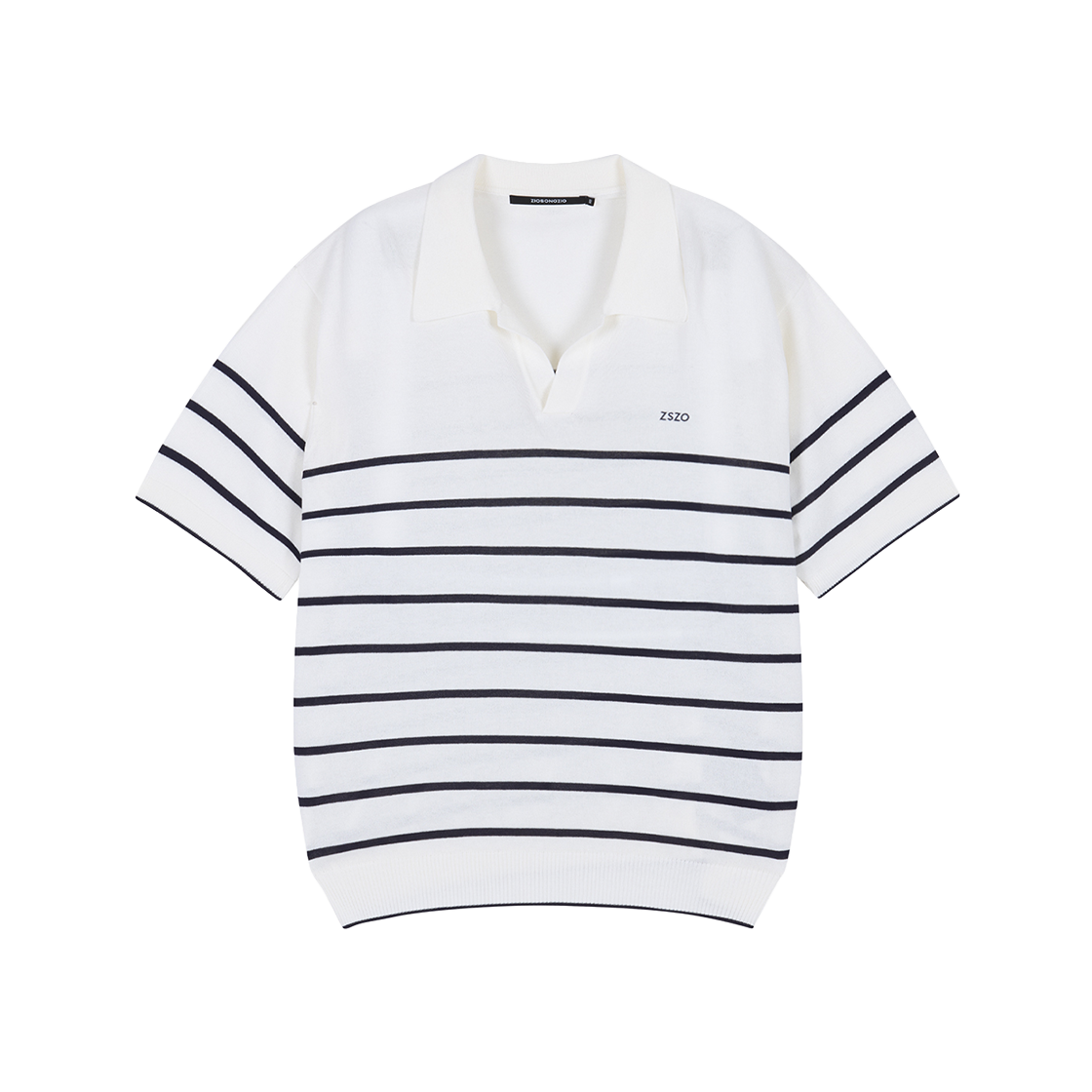 지오송지오 ZSZO 스트라이프 오픈 카라 니트 오프화이트 ZI3KT704OW(ZIOSONGZIO ZSZO Stripe Open Collar Knit Off White)