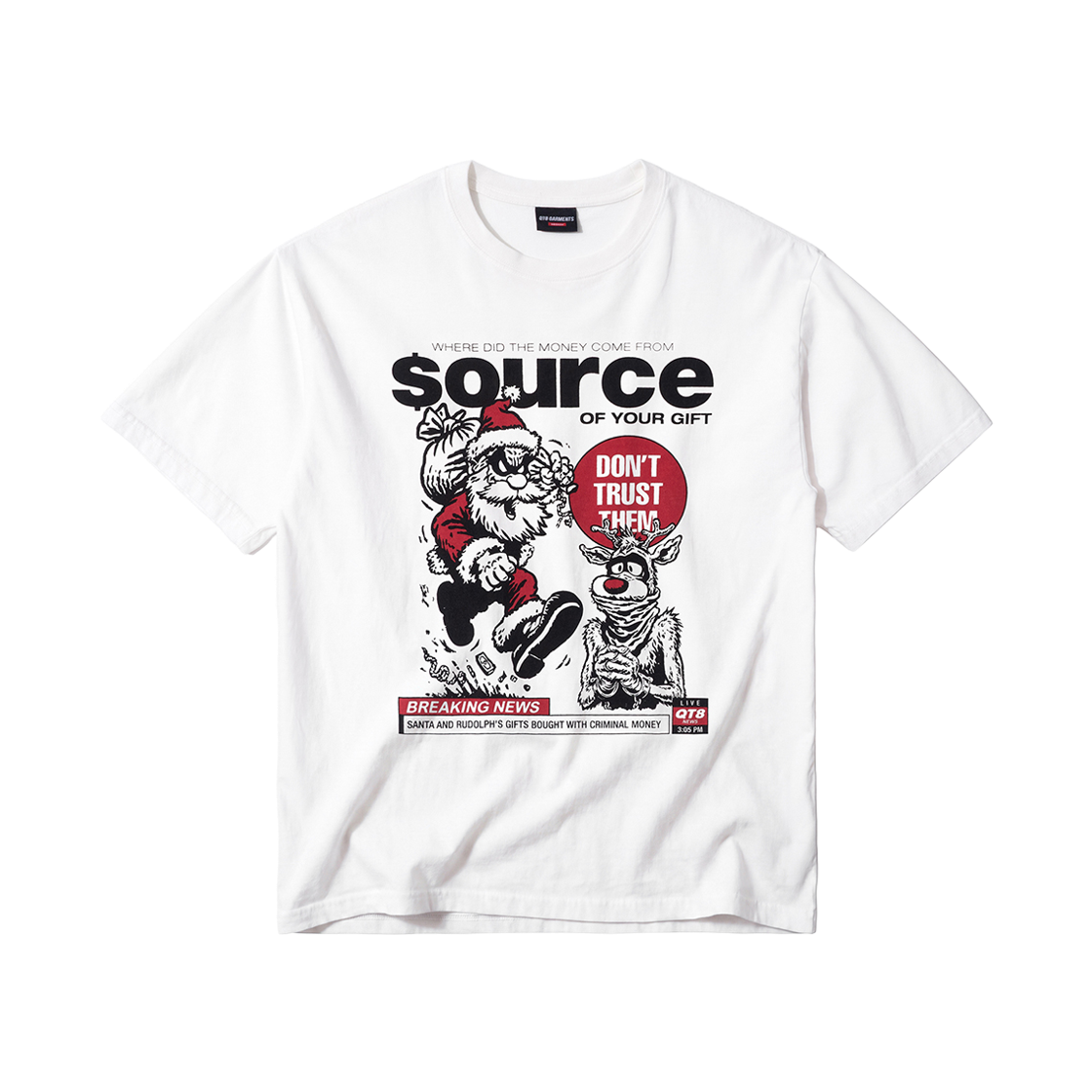 큐티에잇 가먼츠 산타 소스 워시드 티 아이보리(QT8 GARMENTS Santa Source Washed Tee Ivory) - 1