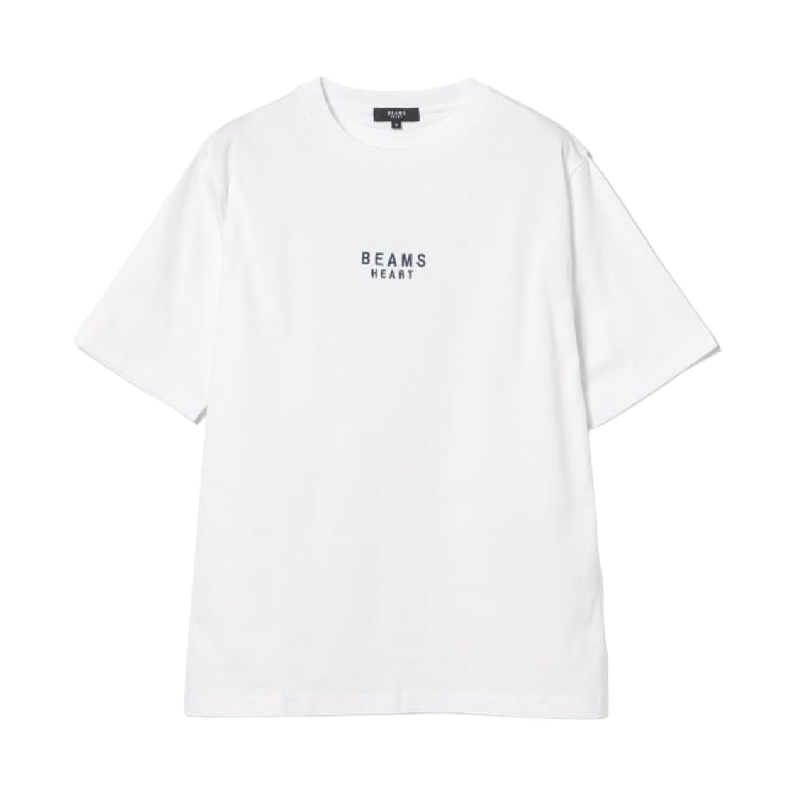 42-08-0082-639 Beams Heart Logo Embroidered T-Shirt White Navy