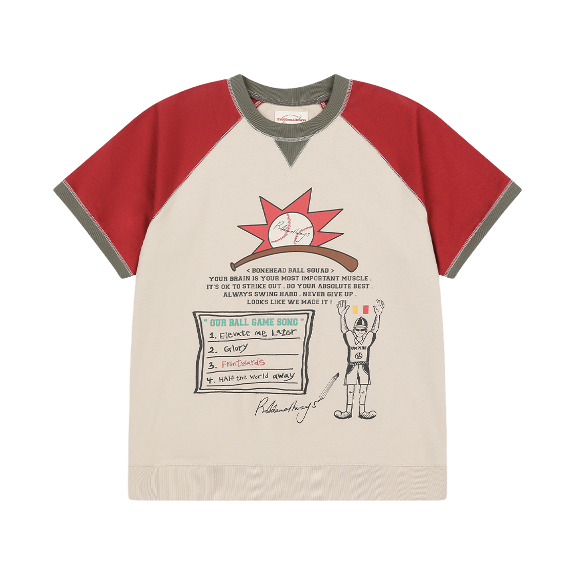프라블럼올웨이즈 레퍼리 래글런 스웨트셔츠 베이지(Problemallways Referee Raglan Sweatshirt Beige)
