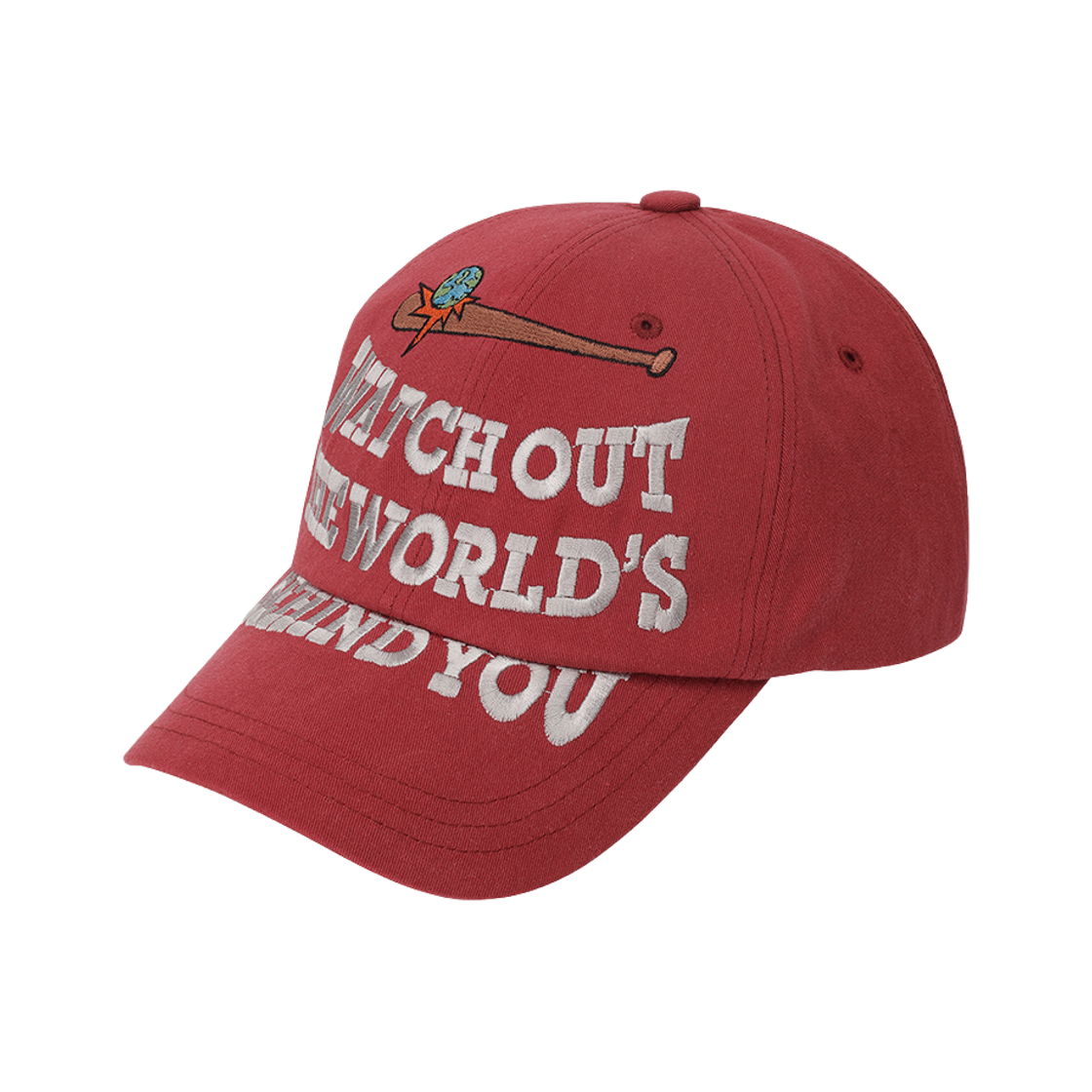 프라블럼올웨이즈 와치 아웃 코튼 볼캡 레드(Problemallways Watch Out Cotton Ball Cap Red)