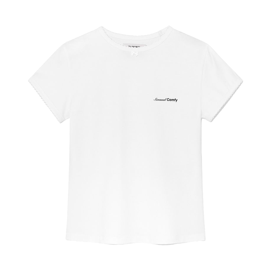 (W) 글로니 컴피 앤 센슈얼 티셔츠 화이트((W) Glowny Comfy and Sensual T-Shirt White) - 1
