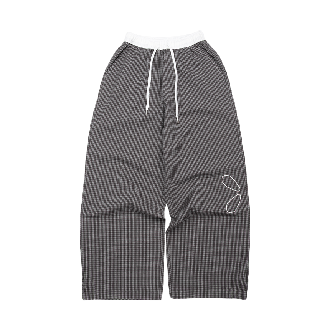 리오므 시그니처 와이드 체크 팬츠 차콜