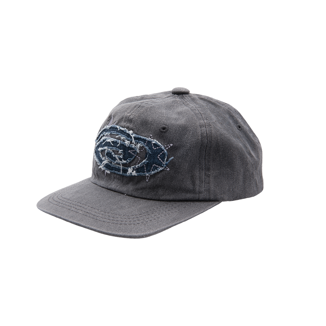 리오므 데님 아플리케 워시드 볼캡 차콜