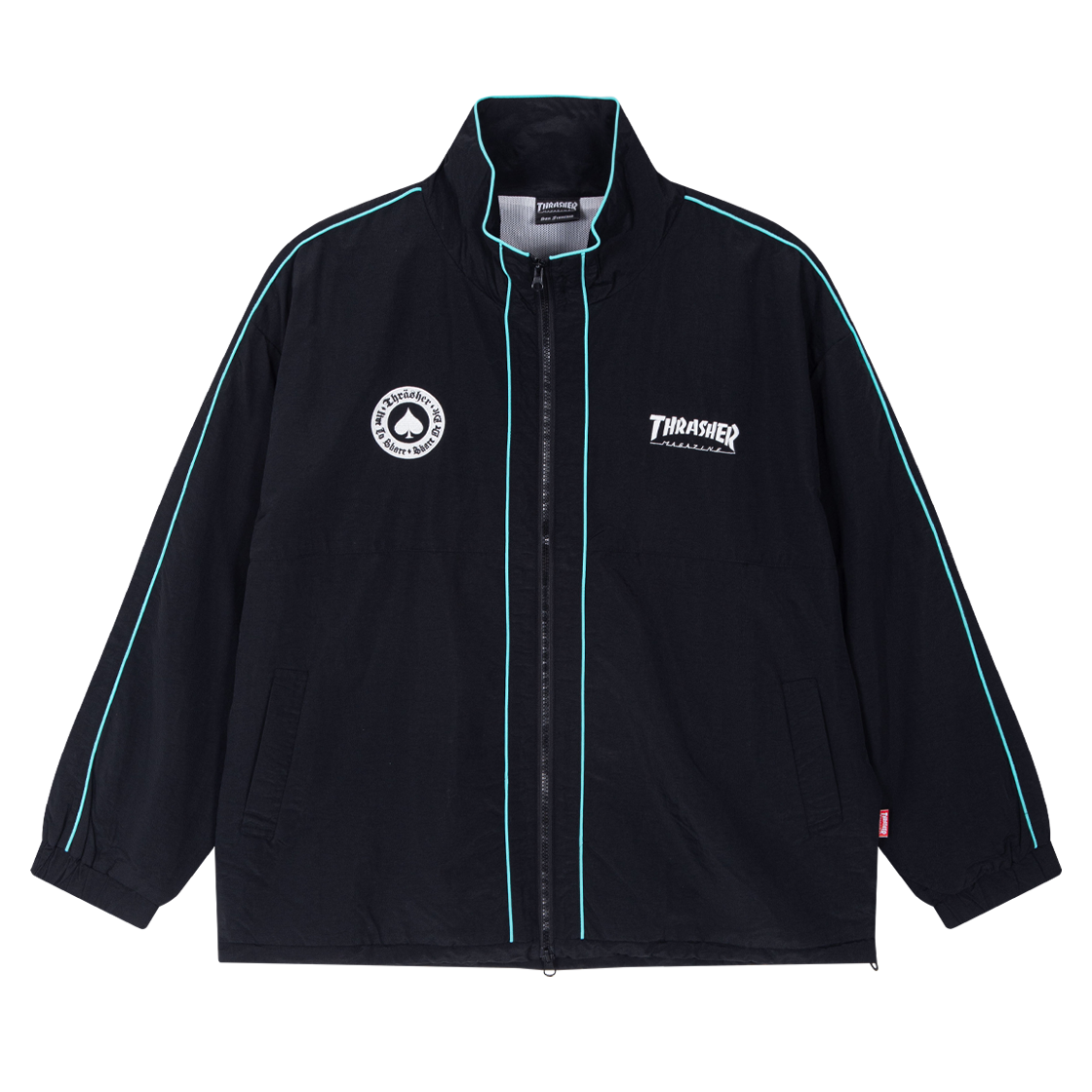 트레셔 스케이트 앤드 디스트로이 나일론 파이핑 자켓 블랙(THRASHER Skate And Destroy Nylon Piping Jacket Black)